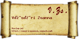 Vásári Zsanna névjegykártya